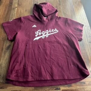 Adidas Texas A&M Aggies Maroon Short Sleeve Hoodie Mens 2XL Texas A&M Athleisure